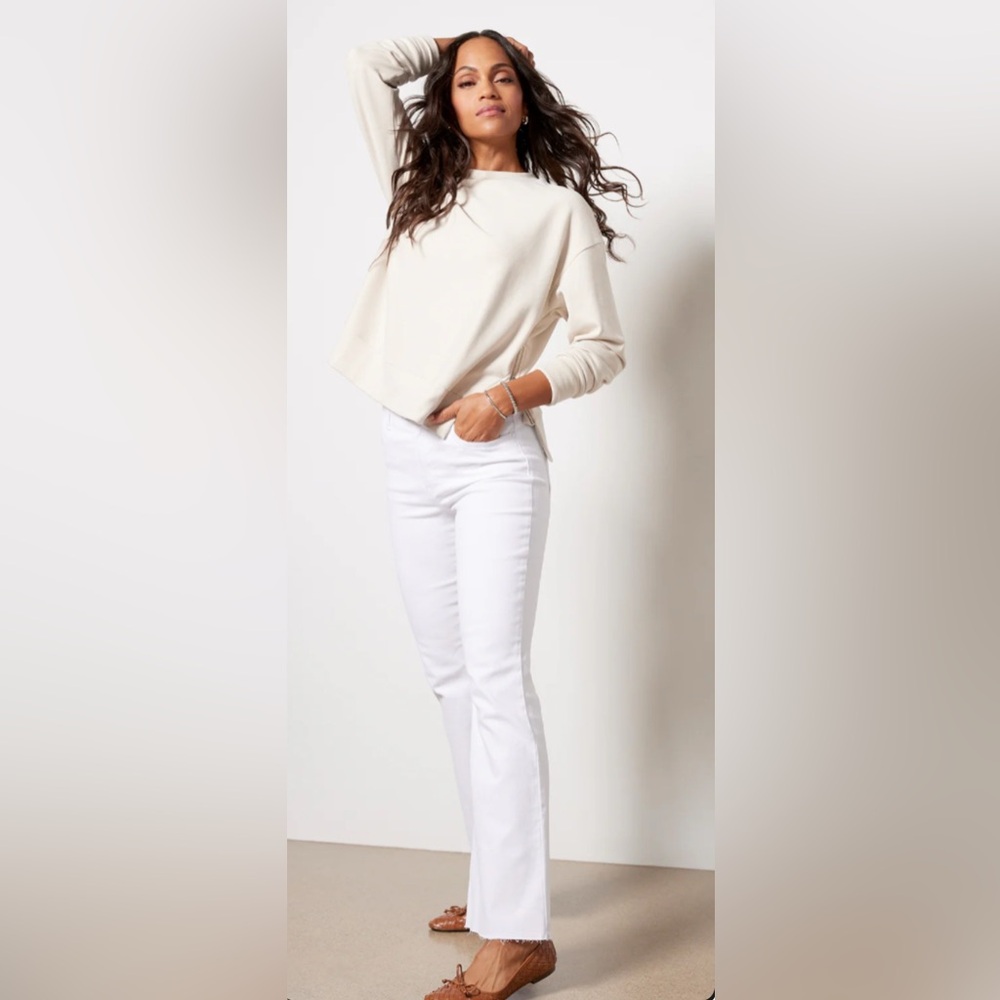 KUT from the Kloth Stella High Rise Fab Ab Flare Cropped White Jeans, Size 8